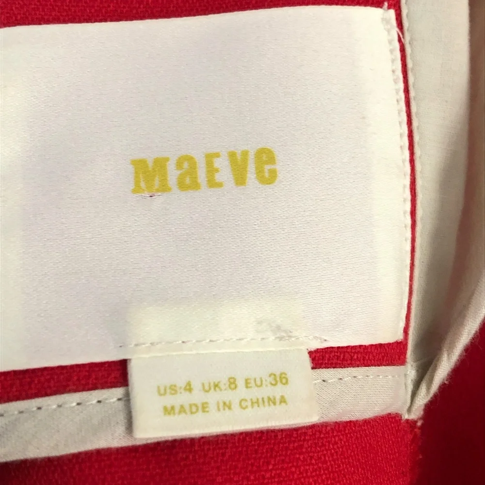 Maeve Red Shift Dress Women’s Open Back Bow Detail Mini Short Sleeve Size 4 - Picture 6 of 11